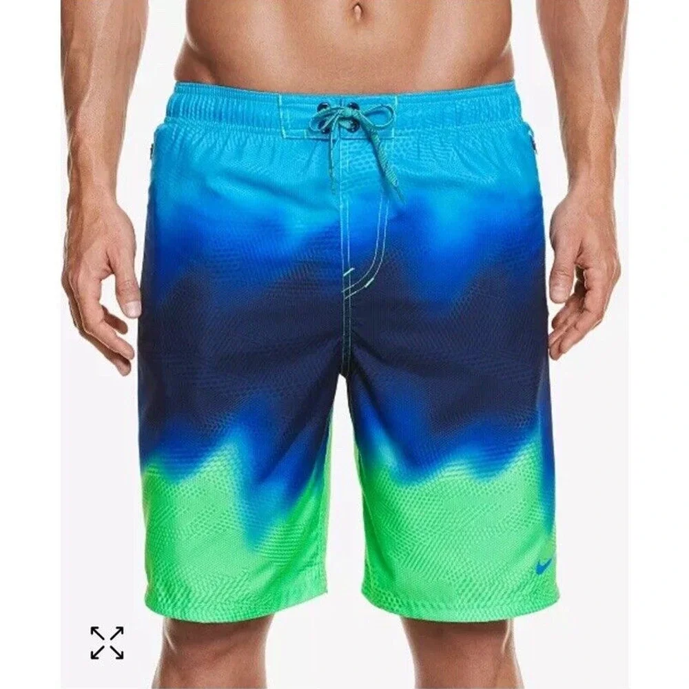 Nike Men's Size XL Liquid Haze Water Shedding Swim Trunks Tie Dye Blue Green